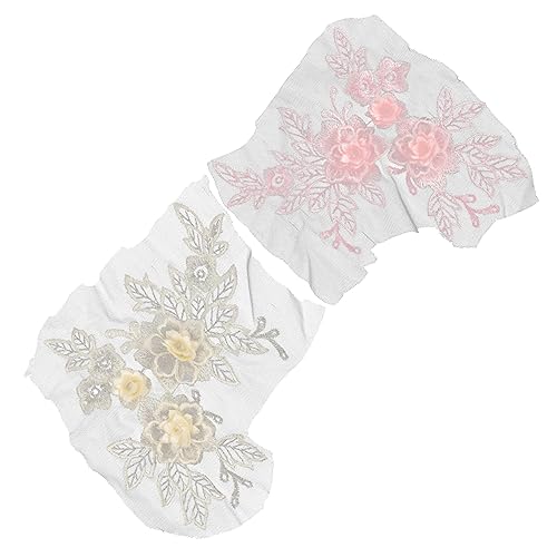 2 Stück Teiliges Blumenstickerei Spitzenapplikation Patch für Kleidung Diy Nähzubehör Elegantes Design für Projekte und Personalisierung von Lurrose