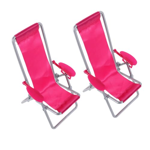 2Stücke Faltbarer Strandstuhl für Puppenhäuser Leichter Mini Klappstuhl für Dekoration DIY Feengarten und Puppenhausmöbel von Lurrose