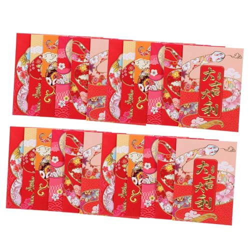 36 Stück Cartoon-Schlangenumschlag Rotes Geldpaket Geldbeutel roter Umschlag traditionelles rotes Paket Geldumschläge Neujahrsgeschenk 2025 rotes Paket Papier von Lurrose