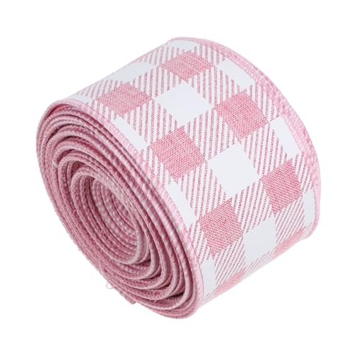 Lurrose 1 Rolle Festival-Handwerksband dekorativ Bänder zum Verpacken Schleife Schneiden kariert Festivalband geschenkband Schneidbares Band großes Band Festival-Paketband Polyester Rosa von Lurrose