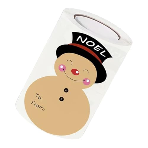 Lurrose 1 Rolle Geschenkanhänger-aufkleber Klein Tags-aufkleber Etikettendrucker Weihnachten Schneemann-namensschild Groß Weihnachts-tags Urlaub Stichworte Für Gefrostet Kraftpapier von Lurrose