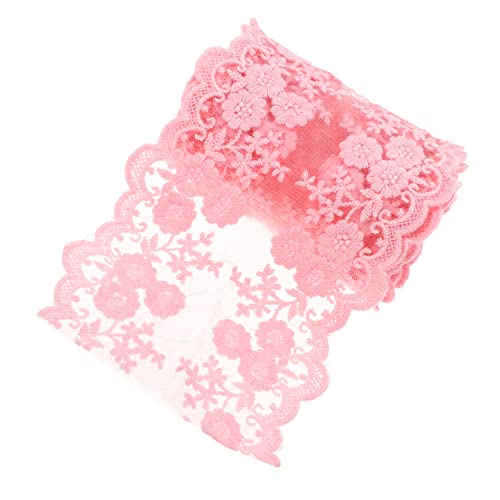Lurrose 1 Rolle Gittergewebe bestickter Stoff Flicken für Kleidung Quaste trimmen Schal Kleidungsdekoration Kleidungsverzierung DIY-Bekleidungsstoff handgefertigter Kleiderstoff Rosa von Lurrose