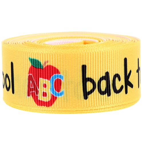 Lurrose 1 Rolle Gurtband für den Schulanfang Ornamente Planke Geschenkband mit Schulmuster Kränze Anerkennung Tür ribbon bandfeile exquisites kariertes Band DIY-Bastelband Polyester Yellow von Lurrose