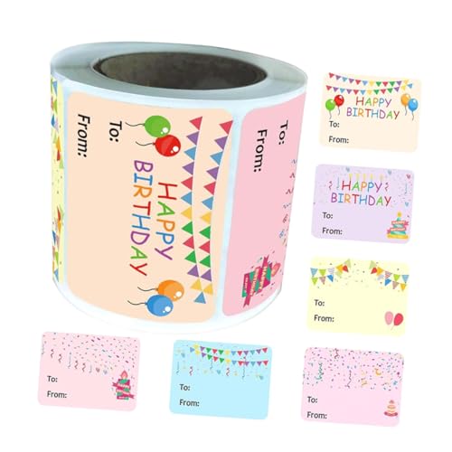 Lurrose 1 Rolle Happy Birthday-aufkleber, Etiketten Für Geburtstagsparty, Namensschilder, Umschläge, Geburtstagsetiketten Für Geburtstagsfeier, Paket, Partygeschenke (200 Blatt) von Lurrose