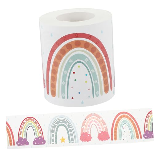 Lurrose 1 Rolle Randaufkleber Regenbogenbrücke bürodeko büro dekoration fensterdeko für Wand Bretter Grenzen Klassenzimmer Bulletin Grenzaufkleber Aufkleber aus beschichtetem Papier von Lurrose