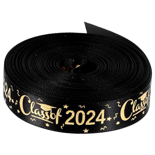 Lurrose 1 Rolle Rolle verpackung Band golden Abschlusskuchendekorationen Abschlussband der Klasse 2024 Du ästhetisch seidenband ribbon Verpackungsband Partyband Polyester Black von Lurrose