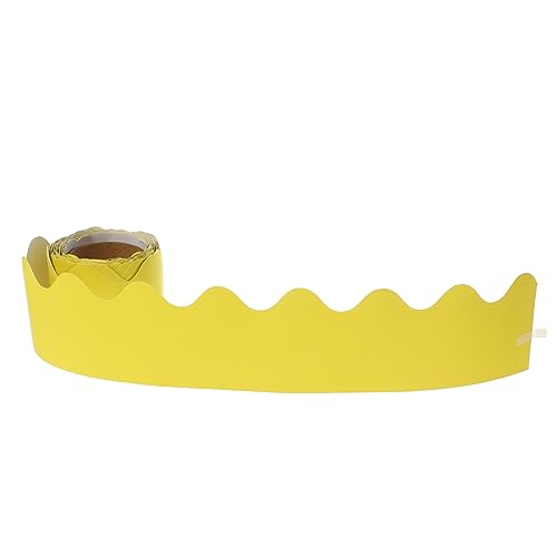 Lurrose 1 Rolle Tafelrand aus dekorativem Papier Dekoration Grenze Wand hängend trimmen umgeben bürodeko office decoration gelbe Grenzausstattung zarter Besatz beschichtetes Papier Yellow von Lurrose