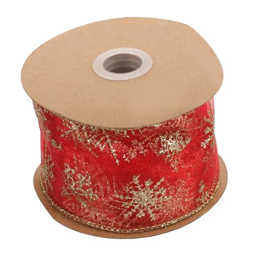 Lurrose 1 Rolle Weihnachtsband ribbon bandfeile christmas tree decoration geschenkverpackung geschenkpakete Gewebte Dekoration dünn Gold Weihnachts-Design-Band Bänder zum Basteln Polyester von Lurrose