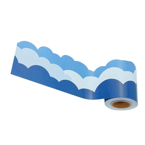 Lurrose 1 Rolle Wolkenrandaufkleber Selbstklebende Bordüre Klassenzimmer Himmel Grenze Schule rollte Grenze Wandhimmelgrenze Schulgrenzpapier Aufkleber aus beschichtetem Papier Blue von Lurrose