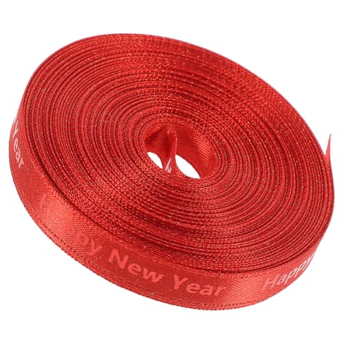 Lurrose 1 Rolle gestaltetes Geschenkband Basteln Weihnachtsband verdrahtet Band zum Verpacken Schleife dünn Festival-Paketband praktisches Geschenkband Paketband Polyester rot von Lurrose