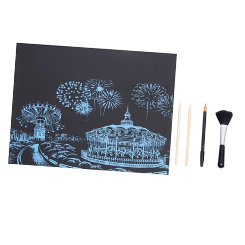 Lurrose 1 Satz 4 Stück Nachtansicht Kratzzeichnung Kratzmalerei Für Diy-kratzzeichnung Kratzpapierhandwerk Malerei Abkratzen Handgemachte Kratzzeichnung Black Hölzern von Lurrose