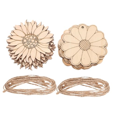 Lurrose 1 Satz Blumenhandwerk aus Holz ausgeschnitten Anordnung Eukalyptus Holzblumen zum Bemalen Holzblumen Bastelmaterial handbemalte Blumenanhänger DIY-Graffiti-Scheiben hölzern Beige von Lurrose