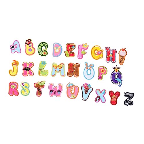 Lurrose 1 Satz Buchstaben Stoff aufkleber bunt Brief Flicken für Jacken Applikationen Patch selbst gestickte Aufnäher Stickereiflecken Stoffflicken für Kleidung Polyester von Lurrose