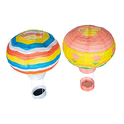 Lurrose 1 Satz Cartoon Heißluftballon Papierlaterne Party Zu Klein Großes Papier Led Hängend Im Freien Heißluftballonlampe Papier Laternen 2 Stück von Lurrose