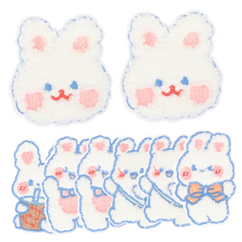 Lurrose 1 Satz Cartoon-kaninchen-stoff-aufkleber Jeans Aufnäher Diy Kleidung Reparatur Tiere Gestickte Aufnäher Süße Aufnäher Rückennähen Von Patches Mantel Gestickte Aufnäher 8 Stück von Lurrose
