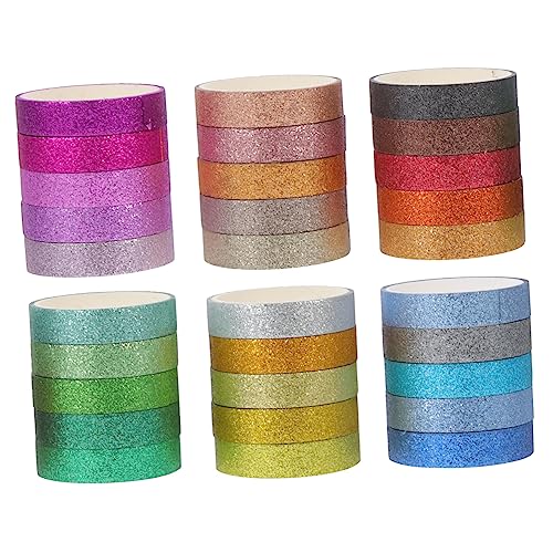 Lurrose 1 Satz Glitzer Und Washi-tape Scrapbooking Zubehör The Washi Tape Glitzerndes Klebeband Dekorativ Klebeband Zum Verpacken Von Geschenken Scrapbooking-klebeband Papier 30 Rollen von Lurrose