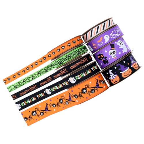 Lurrose 1 Satz Halloween -dekoration Geschenkband Halloween Halloween-dekoration Ribbon Fälschung Spinnennetzdekoration Halloween-bastelband Geschenkverpackungsmaterial Polyester 9rollen von Lurrose