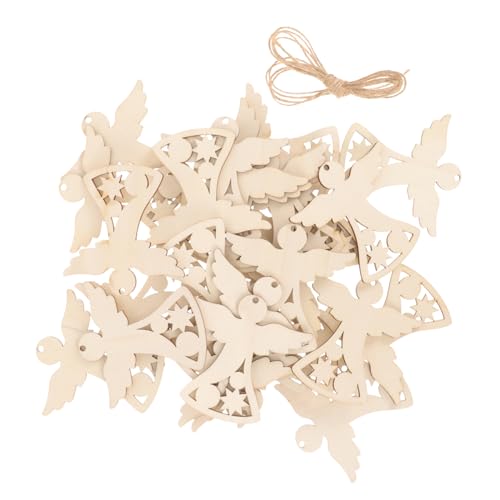 Lurrose 1 Satz Handbemalter Weihnachtsengel-aufnäher Für Weihnachtsschmuck Handwerk Engel Dekoration Holzbastelsets Für Unfertiger Holzchip Holzausschnitte Khaki 30 Stück von Lurrose