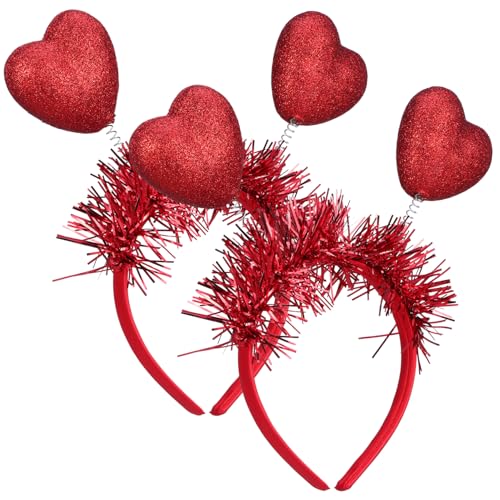 Lurrose 1 Satz Herz Stirnband Party-kopfschmuck Geformt Herzförmige Kopfbedeckung Liebesherz-stirnband Valentinstag Zubehör Herz Glitzer Herzen Bands Spaß Plastik 2 Stück von Lurrose