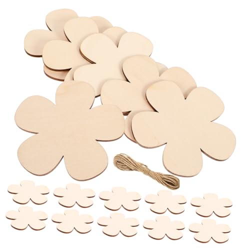 Lurrose 1 Satz Holzspäne lackieren bastelset basteln für Holzhandwerk blumenstecker schulm grüne Girlande Hochzeit Graffiti-Holzausschnitte Blumenanhänger aus Holz hölzern von Lurrose