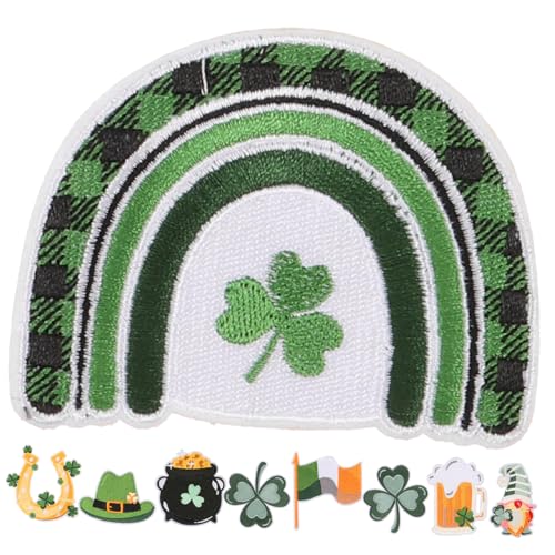 Lurrose 1 Satz Kleeblatt Glucksbringer Apfelding Ornaments Schublehre St. Patrick's Day Stoff Patch Dekoration Kleidungsflicken Aufnähen Aufnäher Für Kleidung Flecken Polyester 9 Stück von Lurrose