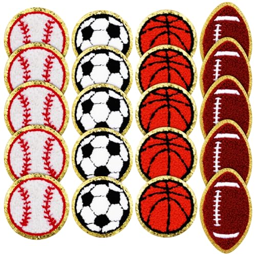 Lurrose 1 Satz Lochflicken Für Jeans Zit-patches Bestickt Sportgestickte Aufnäher Reparatur Jeans Patches Sports Accesoories Kleidungsflecken Für Löcher Basketball-patch Acryl 20 Stück von Lurrose