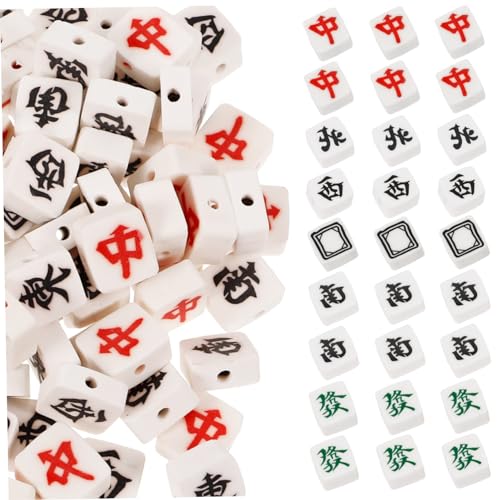 Lurrose 1 Satz Mahjong-perlen Perlen Für Schmuckhersteller Stapelbar Herstellung Perlen Für Armbänder Mahjong-zauber Schmuckperlen Farbig Rot Perlen Zum Basteln Klein Polymer-ton 100 Stück von Lurrose