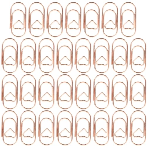 Lurrose 1 Satz Niedliche Mini-liebes-büroklammern Herz Büroartikel Büromaterial Niedliche Papierklammern Büroklammern Dokumentieren Lustige Papierclips Metall Rose Gold 200 Stück von Lurrose