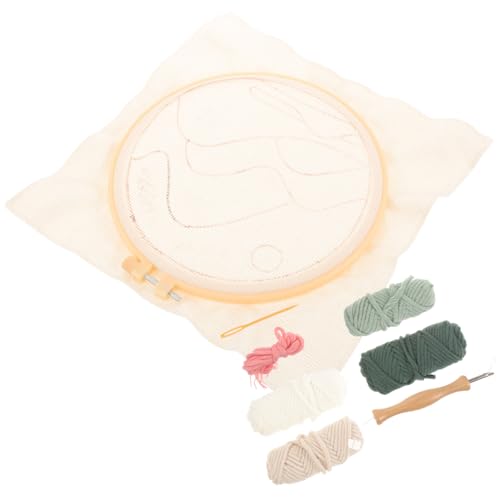 Lurrose 1 Satz Punch Needle für Diy Handwerk Komplettes Materialset mit Stickrahmen Wolle und Holz Punch Nadel für Anfänger und Kreative Projekte von Lurrose