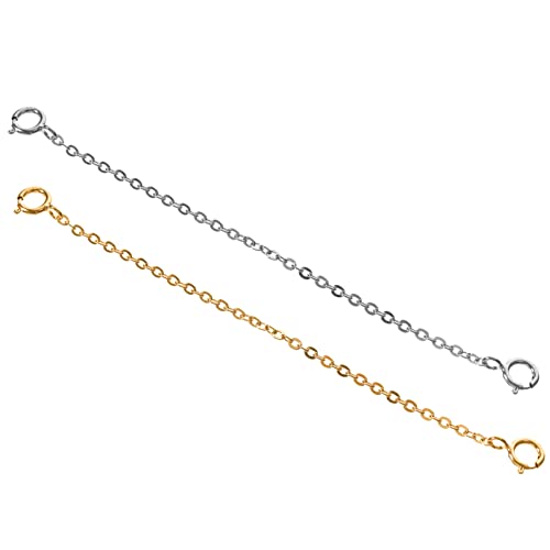 Lurrose 1 Satz S925 Verlängerungskette Rollgoldkette Verschluss Choker Halskette Drahtarmbänder Perlenverlängerung Herrenkette Zur Schmuckherstellung Sterlingsilber 2 Stück von Lurrose
