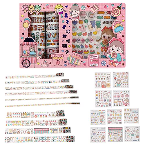 Lurrose 1 Satz Teiliges Set Kawaii Cartoon Washi Tape Dekoratives Klebeband für Scrapbook Diy Bastelprojekte Tagebücher und Fotoalben Wiederverwendbar und Einfach zu Handhaben von Lurrose