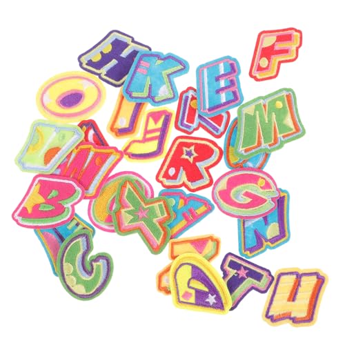 Lurrose 1 Satz Uni Flecken Stickerei Briefe Flicken nähen warnweste personalisiert packetbandrollen kleine Buchstaben zum Aufbügeln Buchstaben-Aufnäher zum Aufbügeln Polyester Colorful von Lurrose