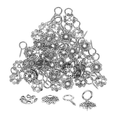 Lurrose 1 Satz Zubehör Armbinde halskette schmuck zubehor ohrringe Herstellung Schlüssel Perlenendkappen Metallschrauben Ösenhaken Vintage Perlenkappen Perlenteile Legierung Silver von Lurrose