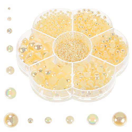 Lurrose 1 Schachtel Halbrunde Imitationsperle Mini Kette Strasssteine Stirnband Bogen Zubehör Trimmen Kleidung Edelsteine Müll Reiz Aufkleber Perlen Schmuck Gießen Bausatz Abs Beige von Lurrose