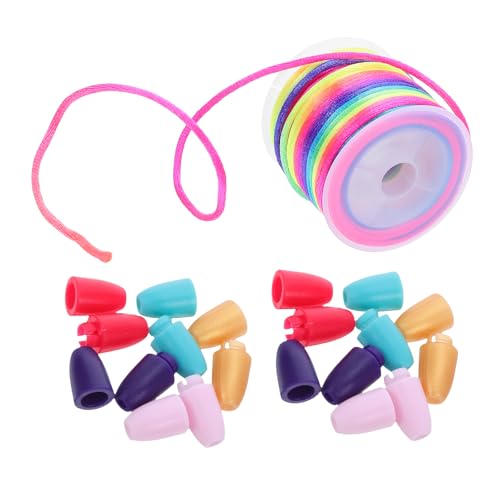 Lurrose 1 Set Abreißverschlüsse mit 10 m Nylon-Lanyard-Schnüren und Kunststoffperlen-Fassverbindern für Armband, Halskette, Lanyard, Schmuckherstellung, DIY-Handwerk, 24 mm von Lurrose