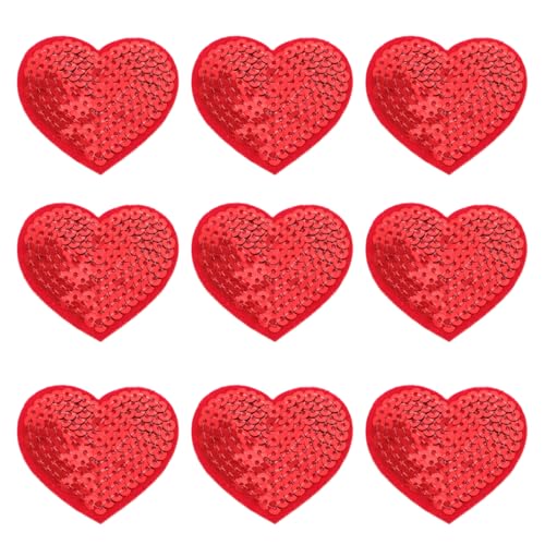Lurrose 1 Set bestickte Sticker, Herz-Applikationen, Pailletten, für Kleidung, personalisierbar, Herz-Stickerei, mit roten Pailletten, 10 Stück Lurrose 1 Set bestickte Sticker, Herz-Applikationen, Pailletten, für Kleidung, personalisierbar, Herz-Stickerei, mit roten Pailletten, 10 Stück von Lurrose