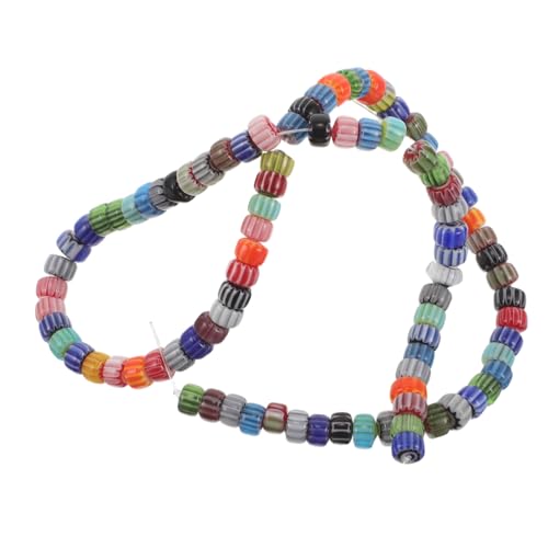 Lurrose 1 Strang gestreifte Glasperlen: Verschiedene Glaskürbis-Anhänger zum Basteln – mehrfarbige runde lose Perlen zur Herstellung von Armbändern und Halsketten von Lurrose