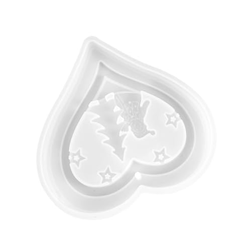 Lurrose 1 Stück Silikonform weihnachts anhänger weihnachts party silikongiesform christmass tree heartstopped Seifenformen schmilzt Weihnachtsdekorationsform Charms Gießform Kieselgel Weiß von Lurrose