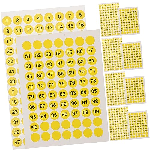 Lurrose 10 Blatt Runde Zahlenaufkleber Selbstklebende Digitale Etiketten für Klassifizierung mit Gelbem und Schwarzer für Türen Schließfächer Bastelprojekte von Lurrose