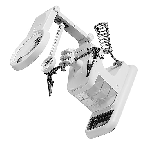 Lurrose 10 Desktop-Lupenstation led lupenbrille Flux flussmittel werkstattleuchte Soldering Stations lupenlampe Hitze Lötwerkzeug aus dritter Hand Tischlötstation LED-Lupenstation Abs Weiß von Lurrose