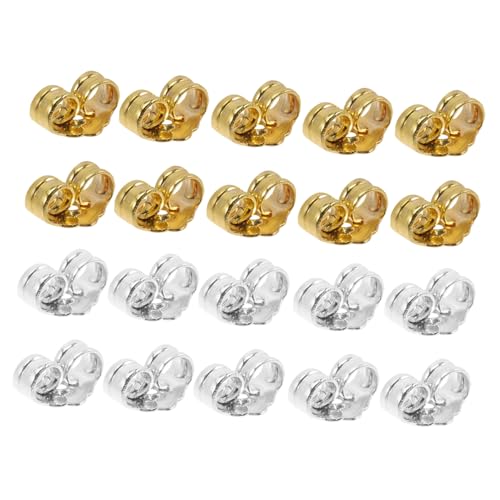 Lurrose 10 Paare Hypoallergene Silber Ohrstecker verschlüsse in Weißgold und Gold Sichere Locking Earring Backs für Damen zum Reparieren und Herstellen von Ohrschmuck Lurrose 10 Paare Hypoallergene Silber Ohrstecker verschlüsse in Weißgold und Gold Sichere Locking Earring Backs für Damen zum Reparieren und Herstellen von Ohrschmuck von Lurrose