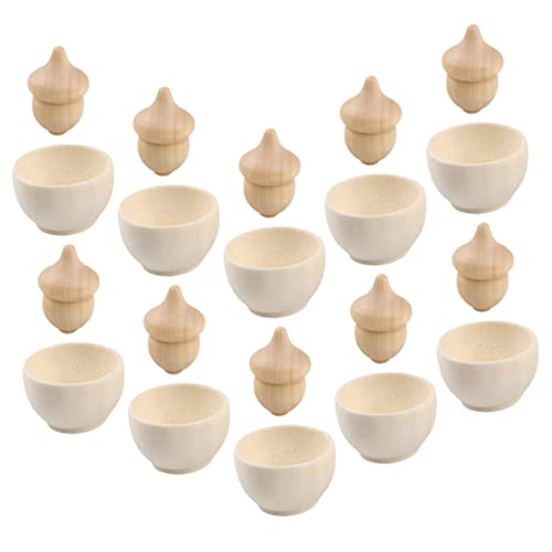 Lurrose 10 Sätze Kleine Holzschale Mit Eicheln Schüsseln Lehrreich Holz Eicheln Schulhandwerksprojektmodell Eichel-ornament Unfertige Holzfiguren Khaki Hölzern von Lurrose