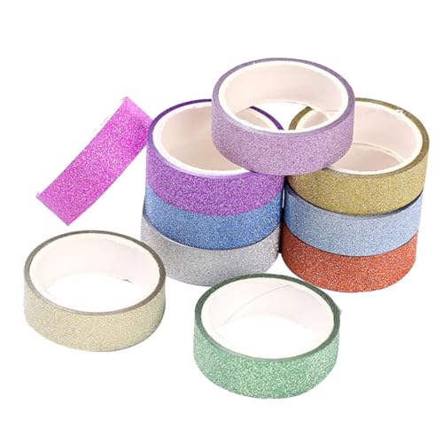 Lurrose 10 Stück Buntes Dekoratives Klebeband Selbstklebendes Masking Tape Glänzenden Farben für Diy Geschenkverpackungen Bürobedarf und Partys von Lurrose
