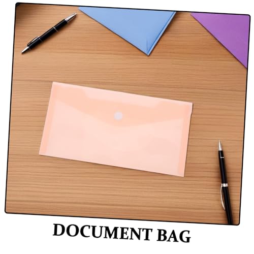 Lurrose 10 Stück Dokumententasche mit Schnappverschluss wasserdichtes Ordner Kunststoffmappen mit Schnappverschluss Brieftasche dokument transparenter Dateiordner Aktentaschen Rosa von Lurrose