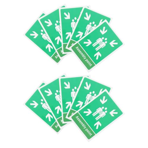 Lurrose 10 Stück Evakuierungszeichenaufkleber Brandschutzschilder Industriezeichen Evakuierungsaufkleber Brandsammelpunktschild Im Freien Ausgangsschild Notausgangsaufkleber Pvc Green von Lurrose