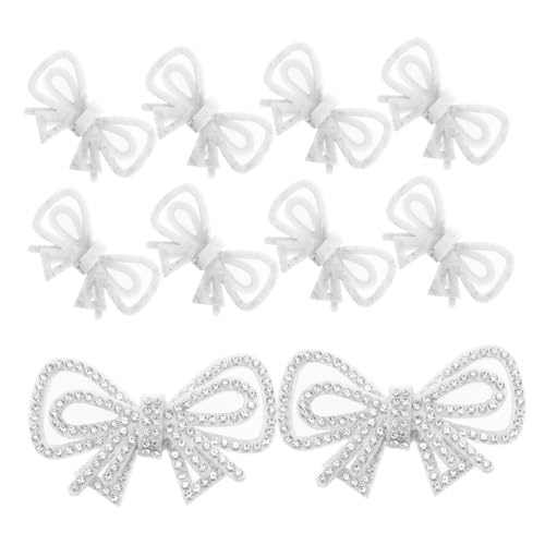 Lurrose 10 Stück Fliege-Stoffaufnäher Schleifen-Strass-Patches Bogenknoten auf Flecken nähen Schleife zum Aufbügeln auf Applikationen Glitzerbogenflecken Strass-Bügeleisen Polyester Silber von Lurrose