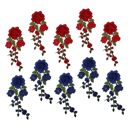 Lurrose 10 Stück Gestickter Spitzenaufnäher Blumenapplikationen aufnähen Blütennähungsgewebe Applikationen dekorative Patches zum Aufnähen Nähen Flecken Rucksack-Patches Polyester von Lurrose
