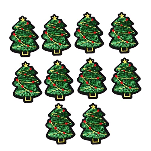 Lurrose 10 Stück Gestickter Stoffaufnäher Pailletten Zum Nähen Kreuzstich-set Stich-kit Bestickter Aufnäher Mit Weihnachtsbaum Weihnachtsverzierungen Motive Armbänder Nussknacker Green von Lurrose