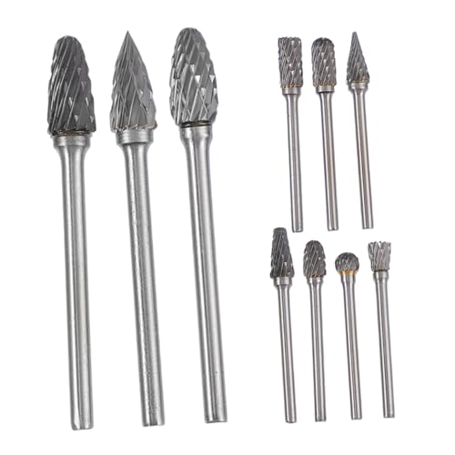 Lurrose 10 Stück Hartmetall Doppelschnitt Frässtifte Teilig Wolframkarbid Rotary Burr Bits für Entgraten Gravieren Schleifen und Formen Langlebig Vielseitig Einsetzbar für Metall und von Lurrose