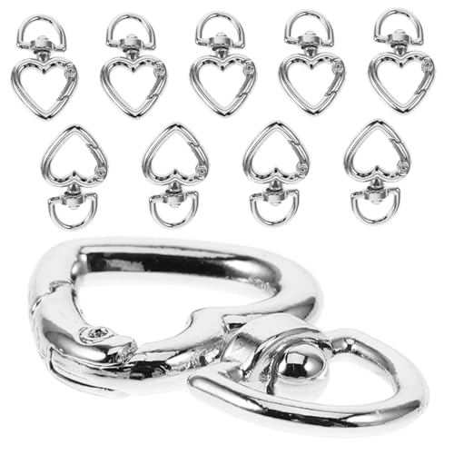 Lurrose 10 Stück Herz Schlüsselanhänger gurtband Metallringe schlüsselanhanger Karabinerhaken schlüsselhalter Clip geformt Teil der Federschnalle d-förmiger Karabiner Zinklegierung Silver von Lurrose